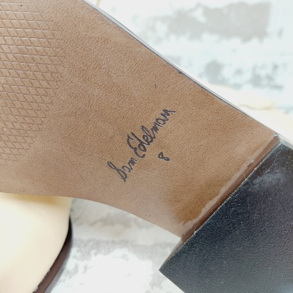 NEW Sam Edelman Women's Thatcher Ivory Leather Ankle Boots i257 - Picture 8 of 10